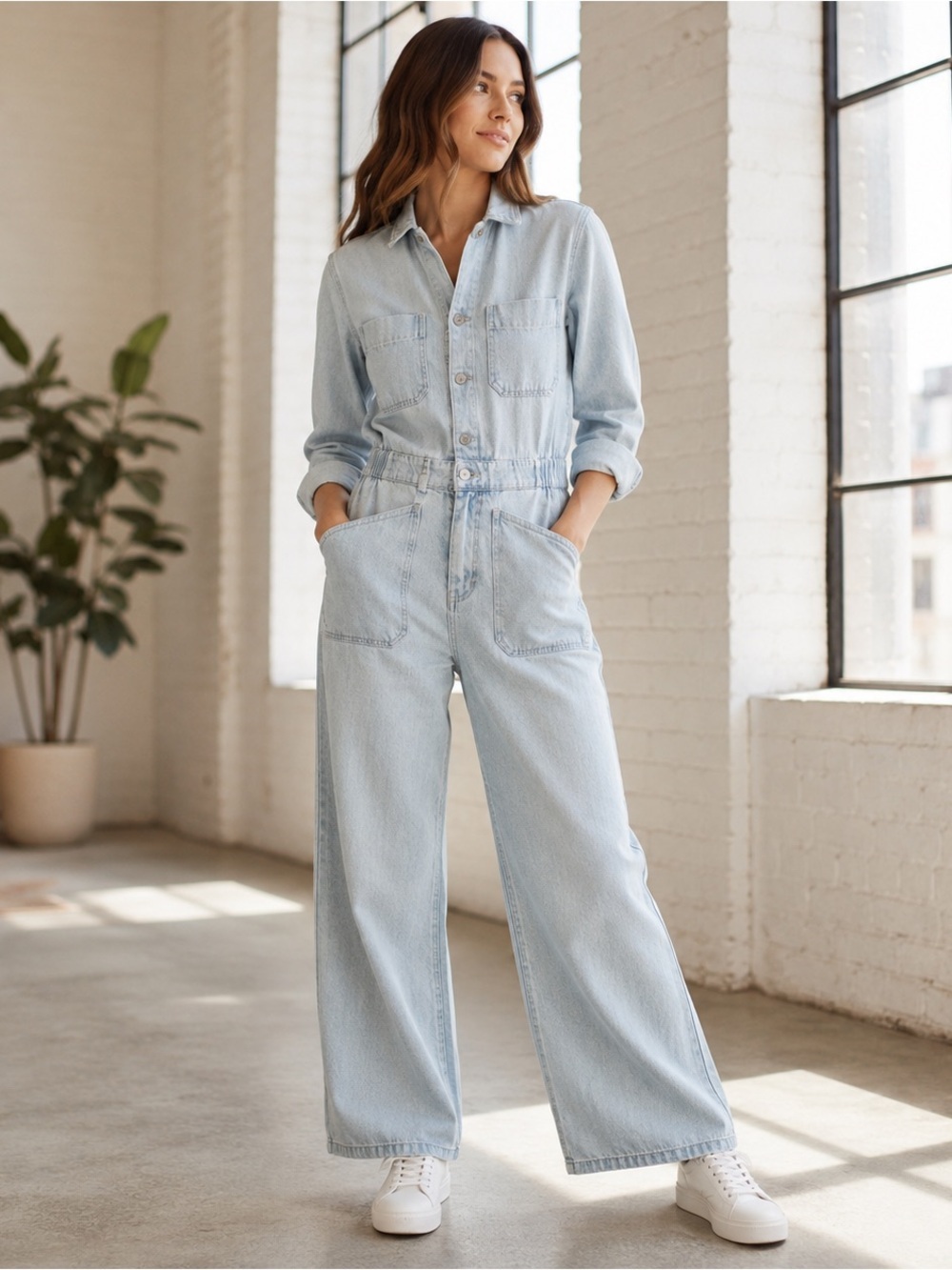 Universal Thread Light Wash Denim Jumpsuit NWT Size 6